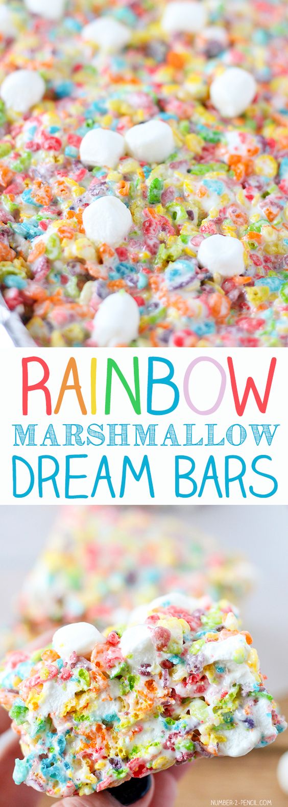 Unicorn desserts for a unicorn party: Rainbow Marshmallow Dream Bars