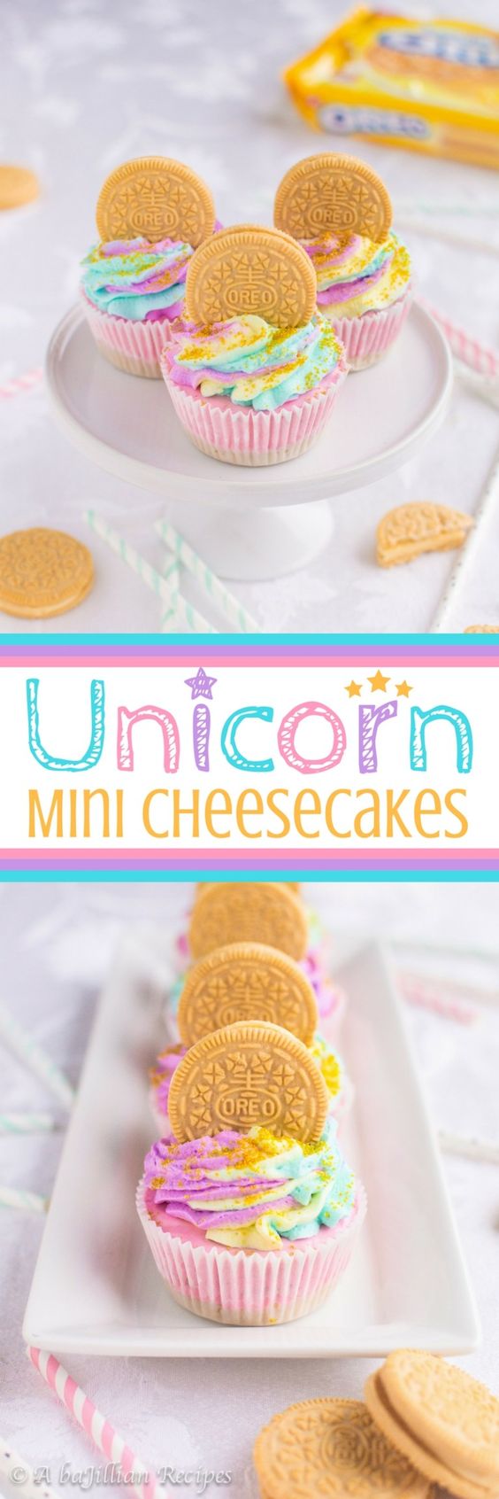 Unicorn desserts for a unicorn party: Unicorn Mini Cheesecakes