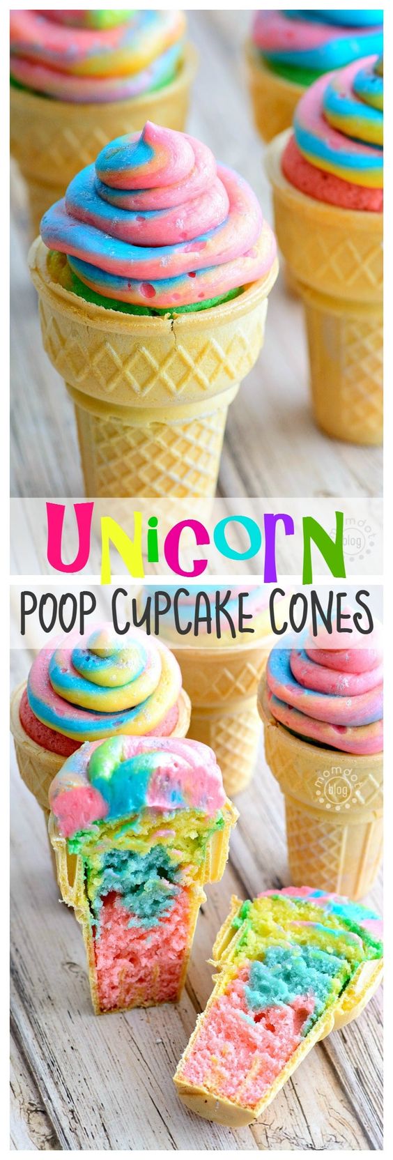 Unicorn desserts for a unicorn party: Unicorn Poop Cupcake Cones