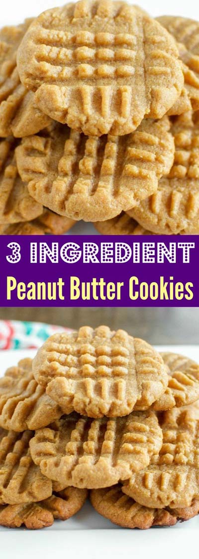 Peanut Butter Desserts: 3 Ingredient Peanut Butter Cookies