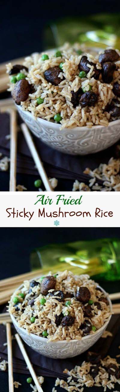 Healthy Air Fryer Recipes: Air Fryer Sticky Mushroom Rice