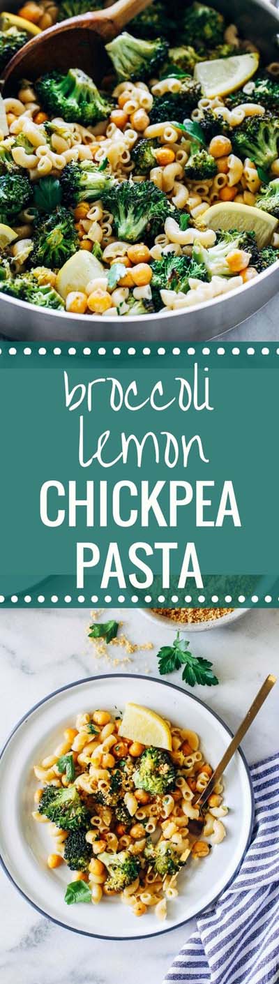 Vegan Pasta Recipes: Broccoli Lemon Chickpea Pasta