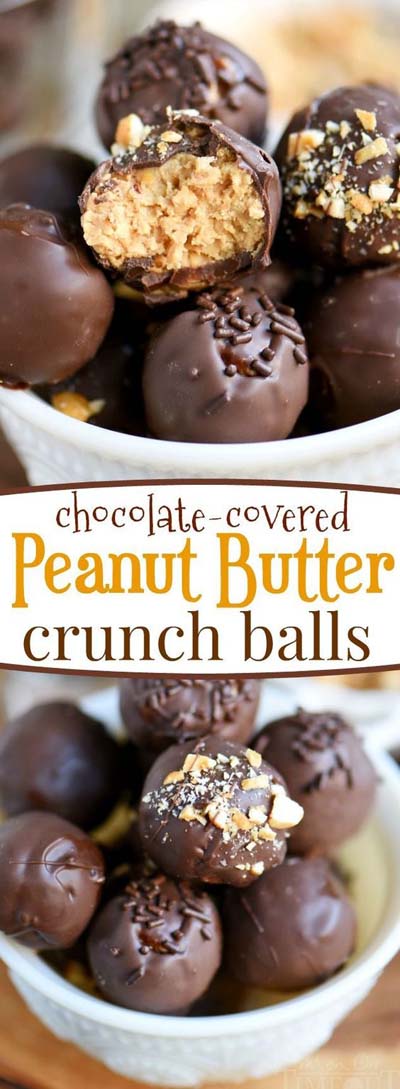 Peanut Butter Desserts: Chocolate Covered Peanut Butter Crunch Balls