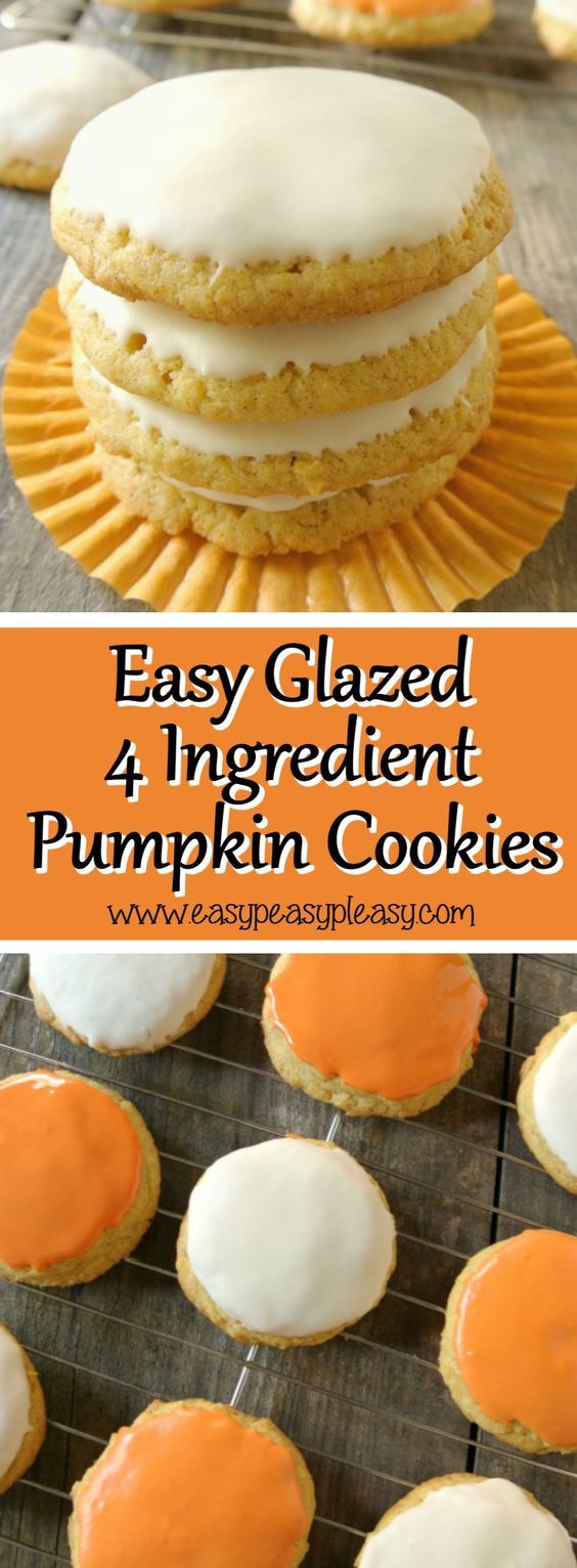 Thanksgiving Desserts: Easy Glazed 4 Ingredient Pumpkin Cookies