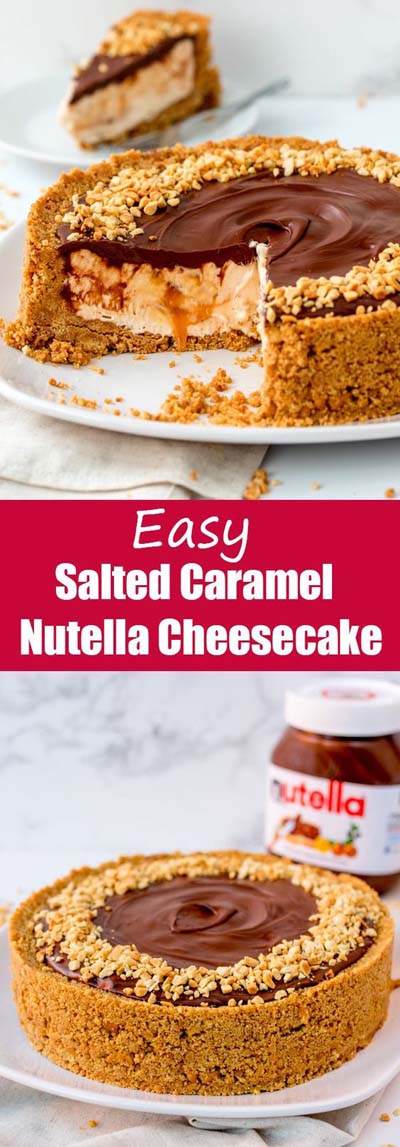Easy Nutella Salted Caramel Cheesecake