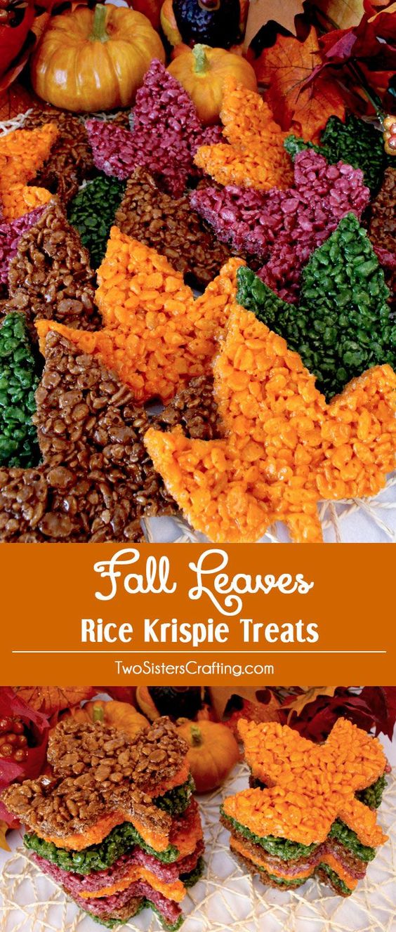 Thanksgiving Desserts: Fall Leaves Rice Krispie Treats