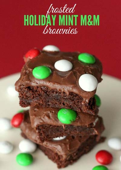 Christmas Brownie Recipes: Frosted Holiday Mint M&M Brownies