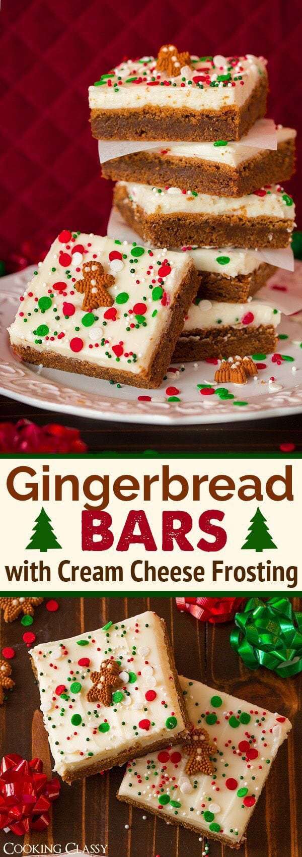 Christmas Cookies: Gingerbread Bars with Cream Cheese Frosting