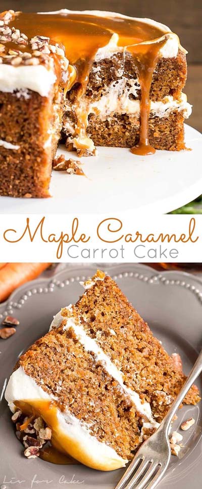 Easy caramel dessert recipes: Maple Caramel Carrot Cake