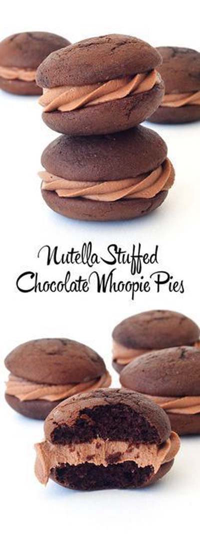 Nutella Stuffed Chocolate Whoopie Pies