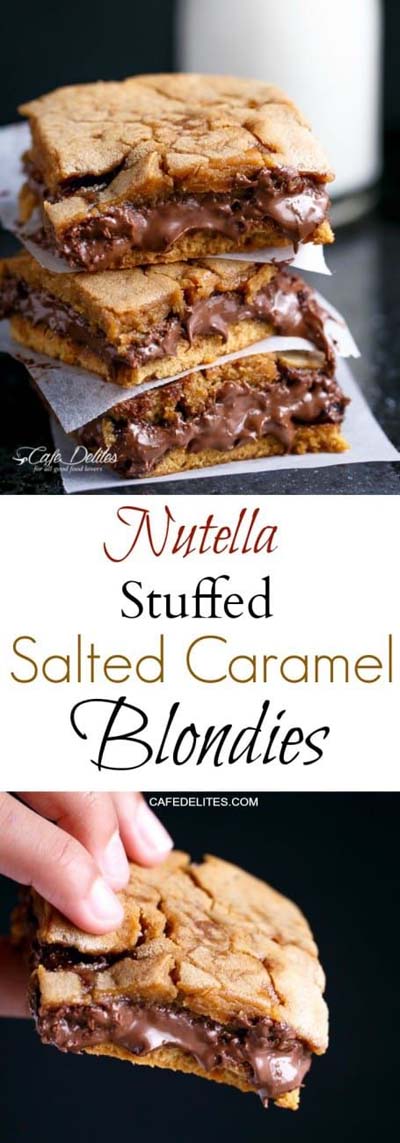 Nutella Stuffed Salted Caramel Blondies