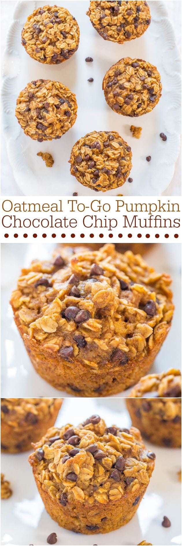 Pumpkin Spice Recipes: Oatmeal To-Go Pumpkin Chocolate Chip Muffins