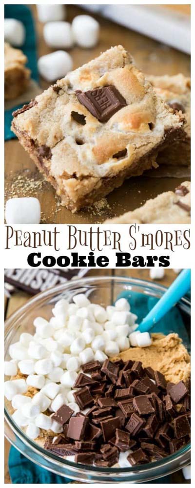 Peanut Butter Desserts: Peanut Butter S’mores Cookie Bars-min