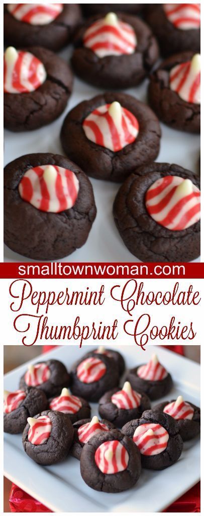 Christmas Cookies: Peppermint Chocolate Thumbprint Cookies