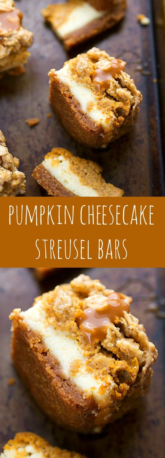 Thanksgiving Desserts: Pumpkin Cheesecake Bars With A Streusel Topping