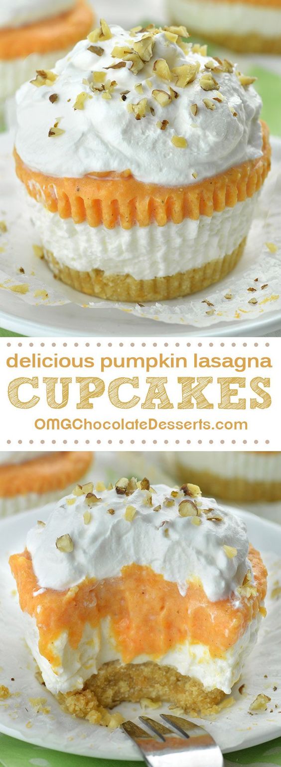 Thanksgiving Desserts: Pumpkin Lasagna Cupcakes