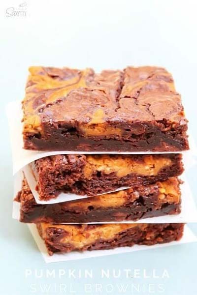 Pumpkin Nutella Swirl Brownies