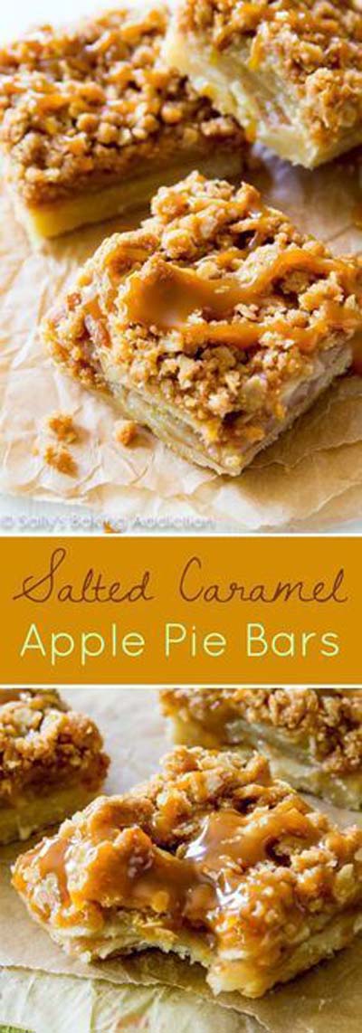 Easy caramel dessert recipes: Salted Caramel Apple Pie Bars