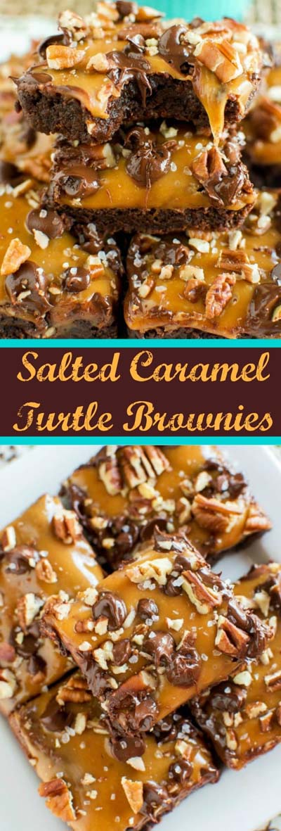 Easy caramel dessert recipes: Salted Caramel Turtle Brownies