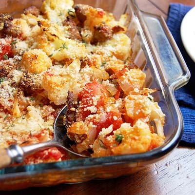 Keto Casserole Recipes: Sausage and Cauliflower Casserole 