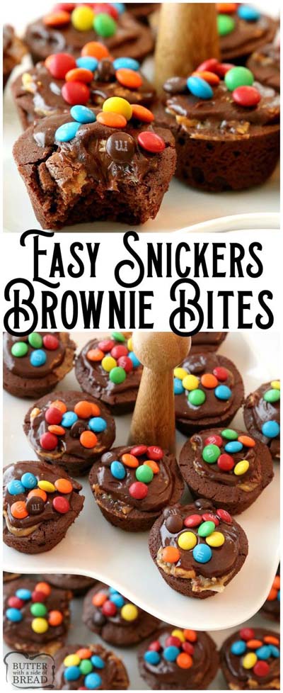 Christmas Brownie Recipes: Snickers Brownie Bites