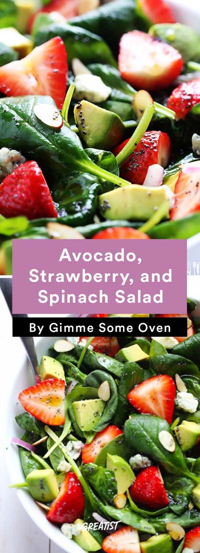Healthy salad recipes: Strawberry Avocado Spinach Salad With Poppyseed Dressing