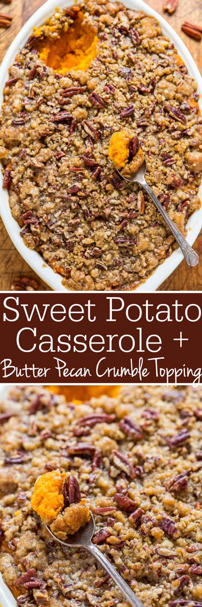 Christmas Dinner Recipes: Sweet Potato Casserole with Butter Pecan Crumble Topping