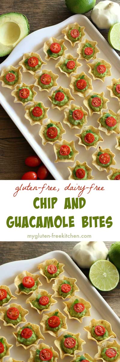 Party finger foods and party appetizers: Chip and Guacamole Bites