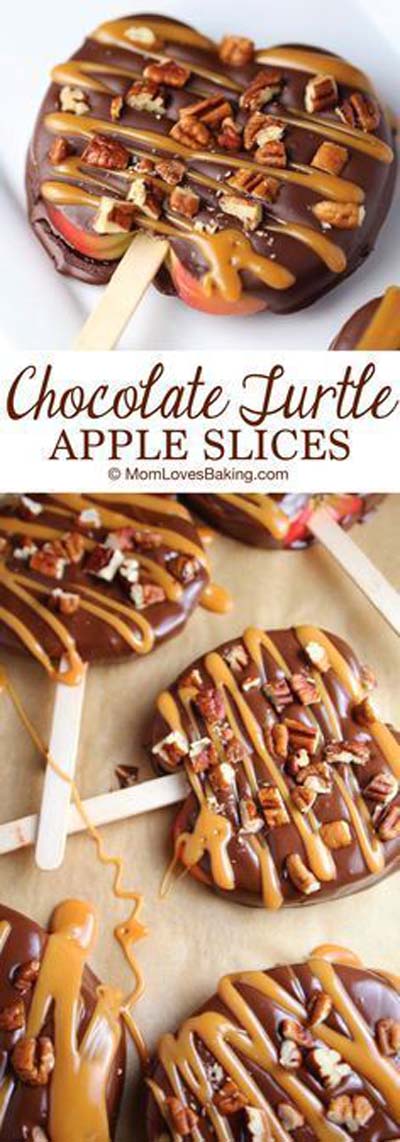 Apple dessert recipes: Chocolate Turtle Apple Slices
