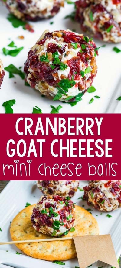 Party finger foods and party appetizers: Cranberry Goat Cheese Mini Cheese Balls