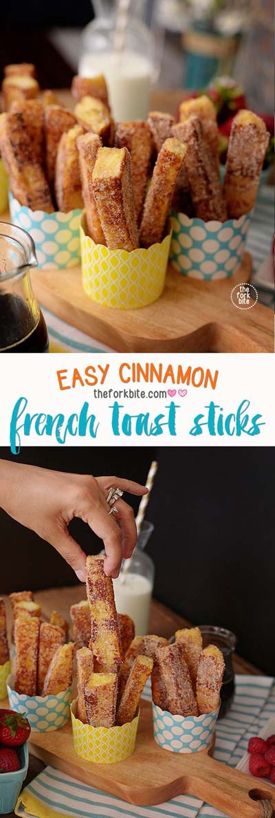 Party finger foods and party appetizers: Easy Cinnamon French Toast Sticks