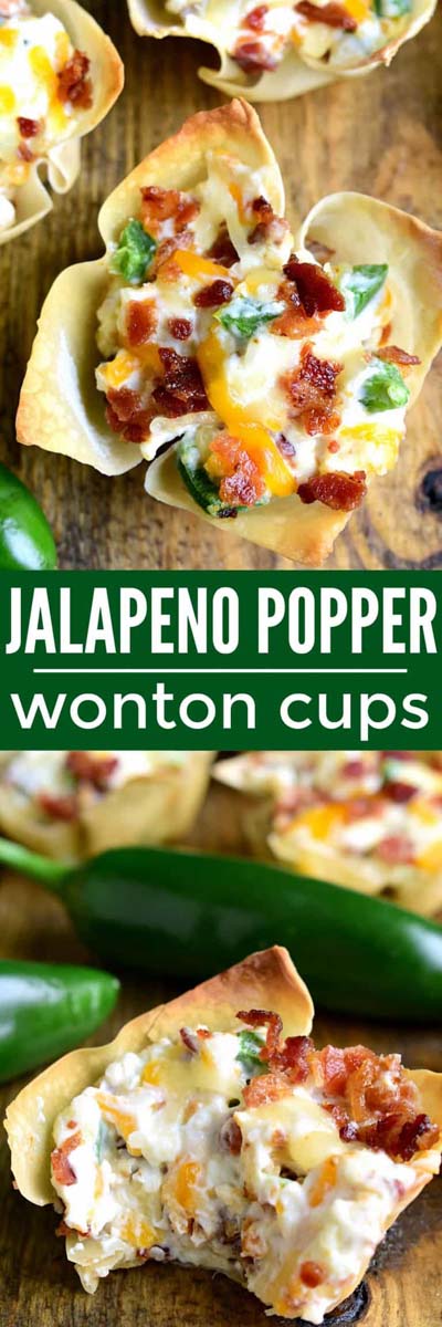 Party finger foods and party appetizers: Jalapeno Popper Wonton Cups