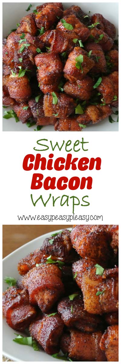 Party finger foods and party appetizers: Sweet Chicken Bacon Wraps