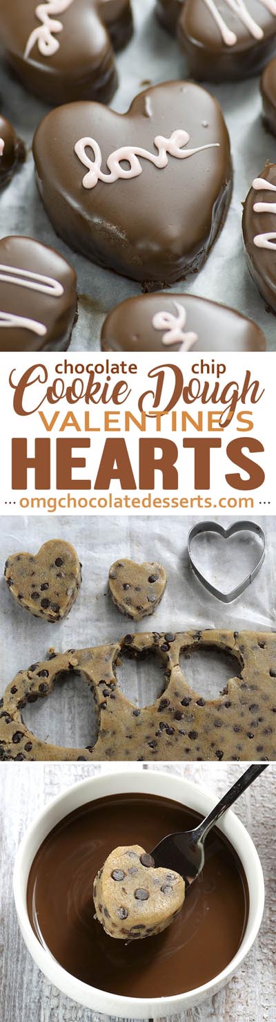 Easy Valentines Day Cookies: Chocolate Chip Cookie Dough Valentine’s Hearts
