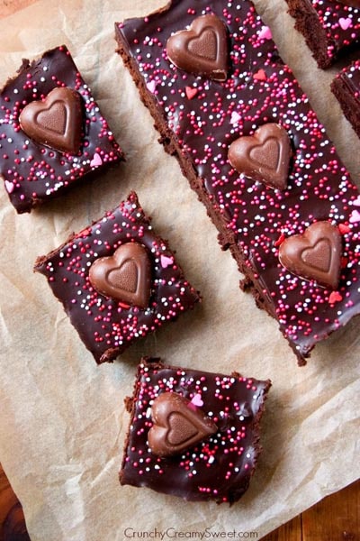 Valentines Day Treats: Fudge Brownies with Chocolate Ganache