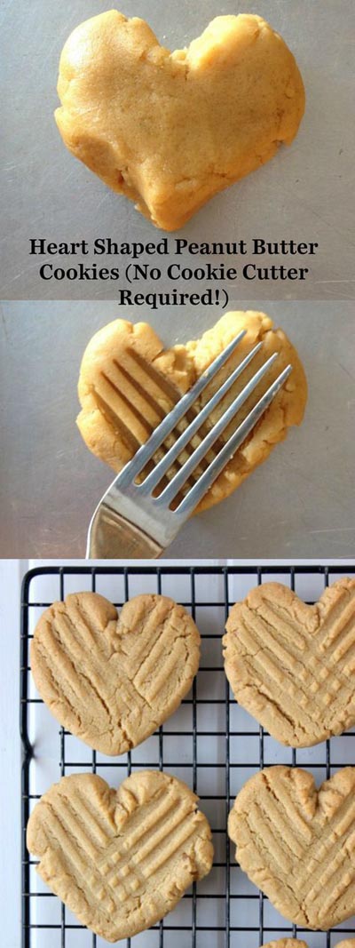 Easy Valentines Day Cookies: Heart Shaped Peanut Butter Cookies