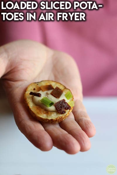Healthy Super Bowl Snacks: Loaded Sliced Potatoes in Air Fryer