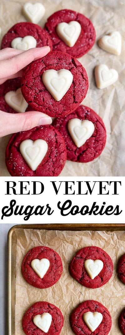 Easy Valentines Day Cookies: Red Velvet Sugar Cookies