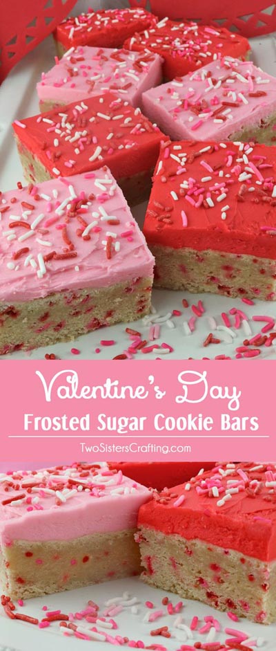 Easy Valentines Day Cookies: Valentines Day Frosted Sugar Cookie Bars