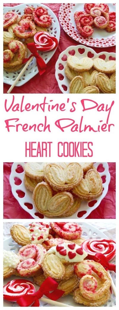 Easy Valentines Day Cookies: Valentines Day Heart French Palmier Cookies