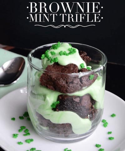 St Patrick's Day Desserts: Brownie Mint Trifle