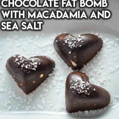 Keto Valentines Dessert Recipes & Treats: Chocolate Fat Bomb with Macadamia and Sea Salt