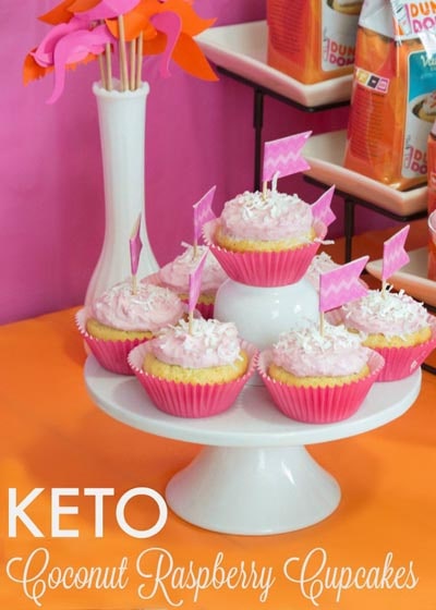 Keto Valentines Dessert Recipes & Treats: Keto Coconut Raspberry Cupcakes