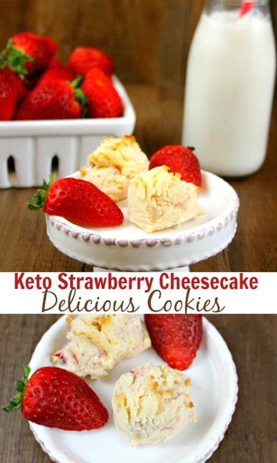 Keto Valentines Dessert Recipes & Treats: Keto Low Carb Strawberry Cheesecake Cookies