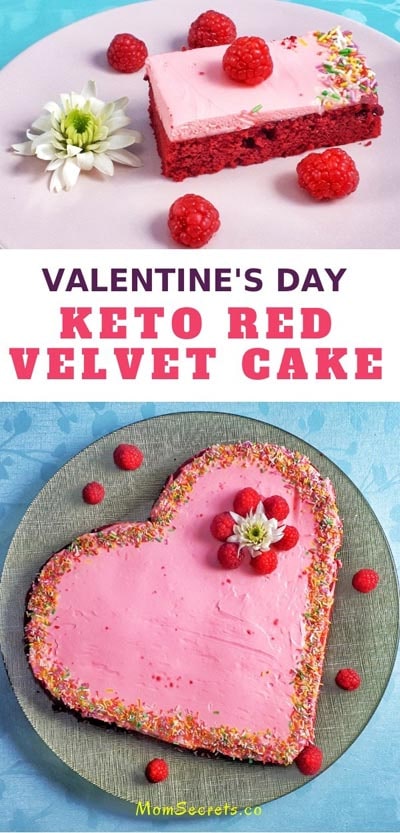 Keto Valentines Dessert Recipes & Treats: Keto Red Velvet Heart-Shaped Cake