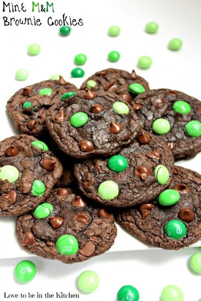 St Patrick's Day Desserts: Mint M&M Brownie Cookies