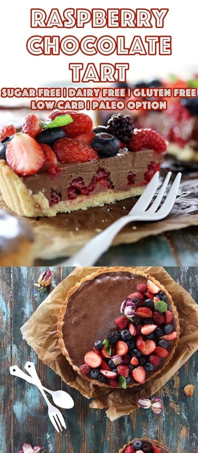 Keto Valentines Dessert Recipes & Treats: Raspberry Chocolate Tart