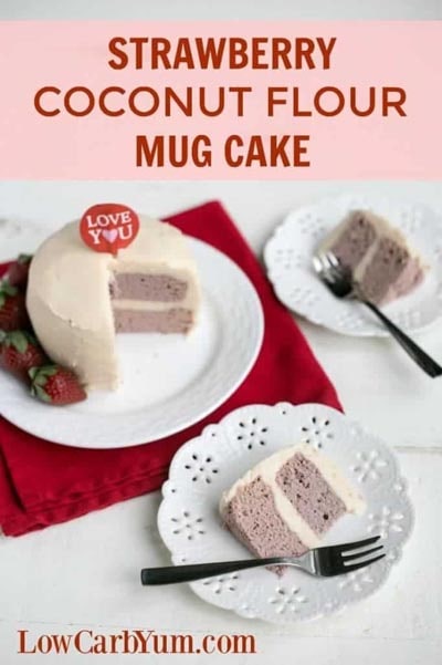 Keto Valentines Dessert Recipes & Treats: Strawberry Coconut Flour Mug Cake