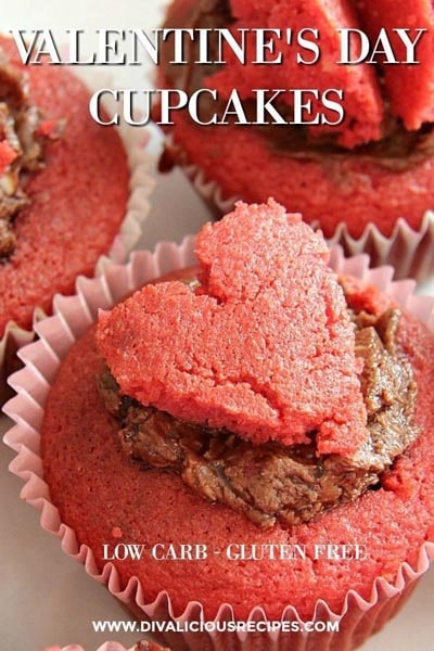 Keto Valentines Dessert Recipes & Treats: Valentines Day Almond Flour Cupcakes