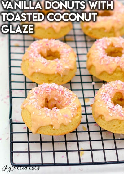 Keto Valentines Dessert Recipes & Treats: Vanilla Donuts With Toasted Coconut Glaze